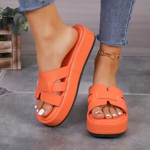 Vibrant Orange Women's Platform Sandals